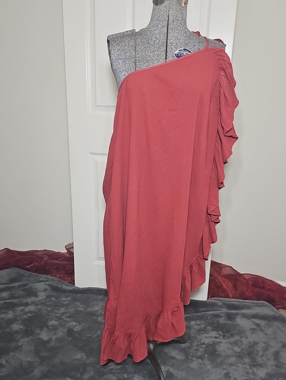 J. Crew Rust Red Ruffle Sarong Swimsuit Cover Up Wrap Skirt Size M NWT